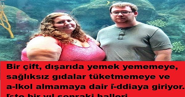 Bir çift, dışarıda yemek yememeye, sağlıksız gıdalar tüketmemeye ve alkol almamaya dair i̇-ddiaya giriyor. İşte bir yıl sonraki halleri